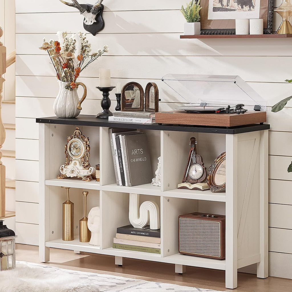 Farmhouse Wooden 6‑Cube Kids Storage Bookcase