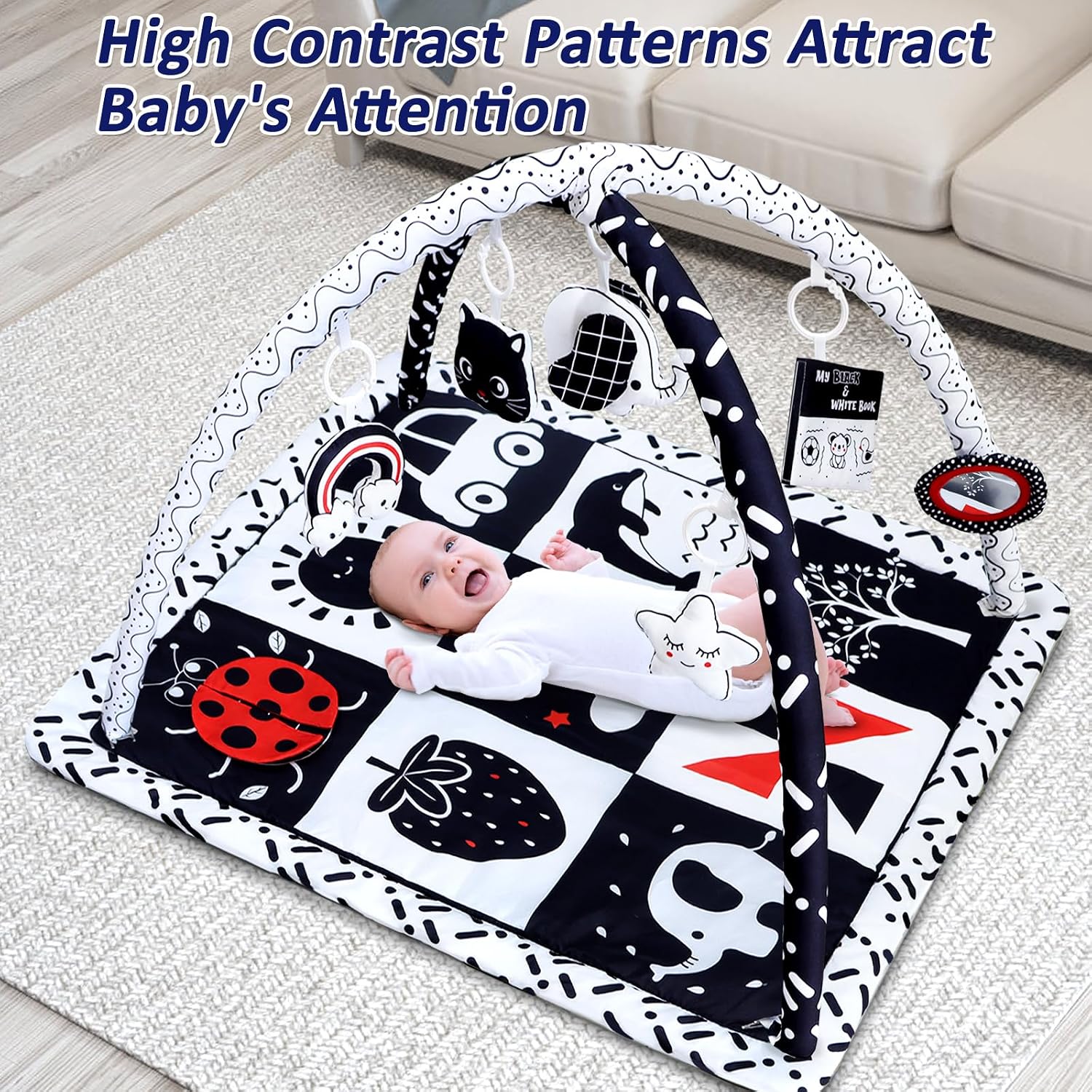 High‑Contrast Baby Gym Activity Play Mat