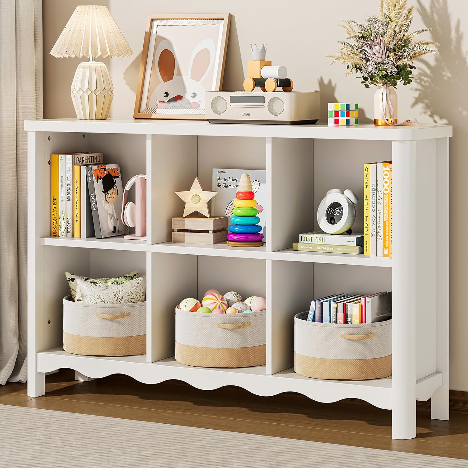 6‑Cube Kids Bookshelf Toy Storage Organizer Shelf