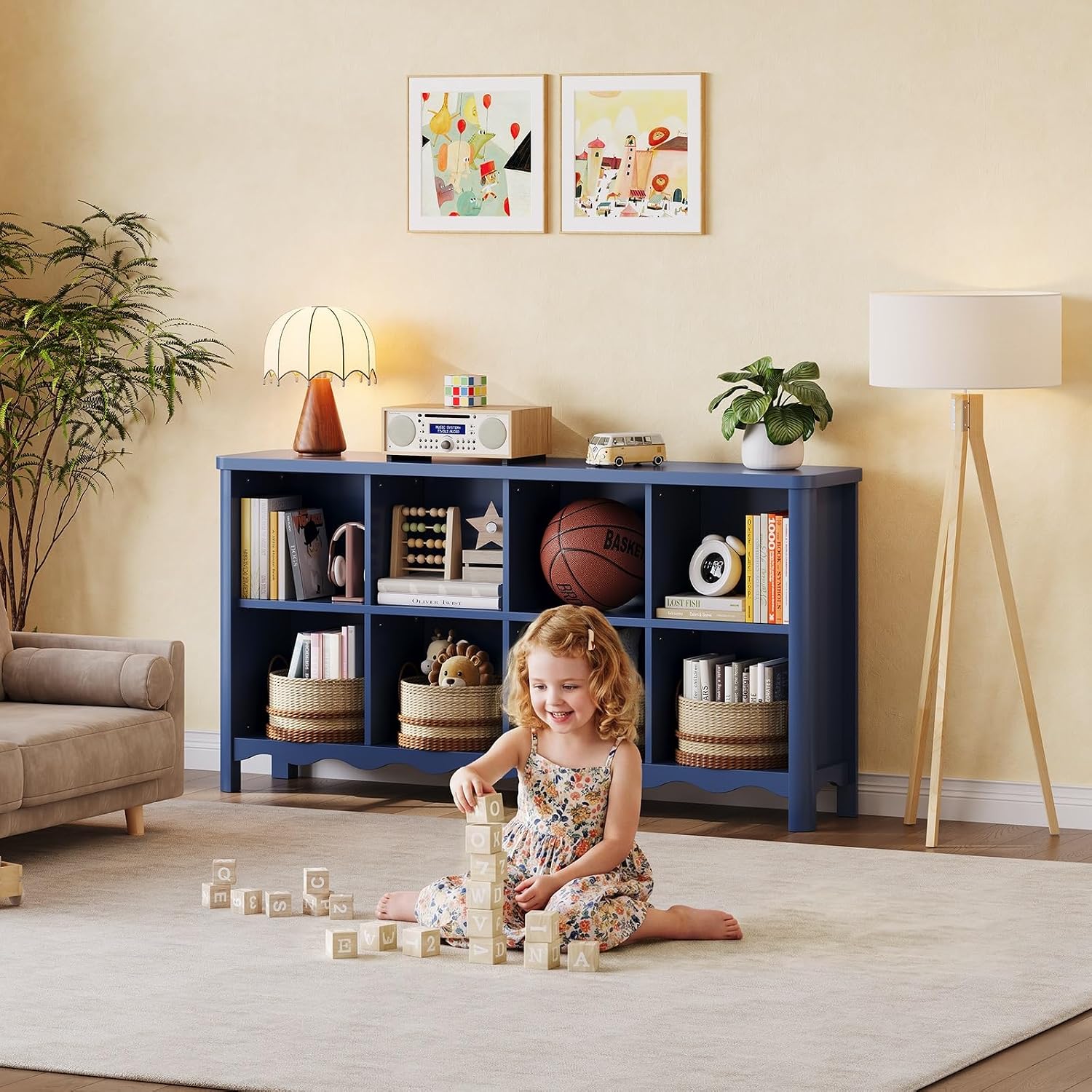 8‑Cube Kids Bookshelf Toy Storage Organizer Shelf